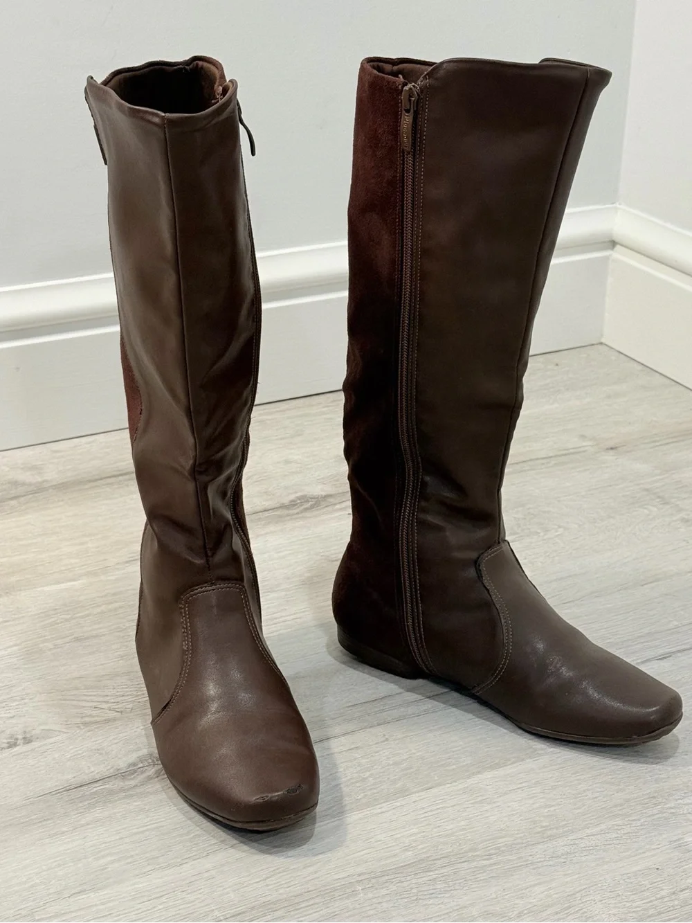 EUC Piccadilly Fashion Brown Over-the-Knee Mixed-Media Boots Size 6